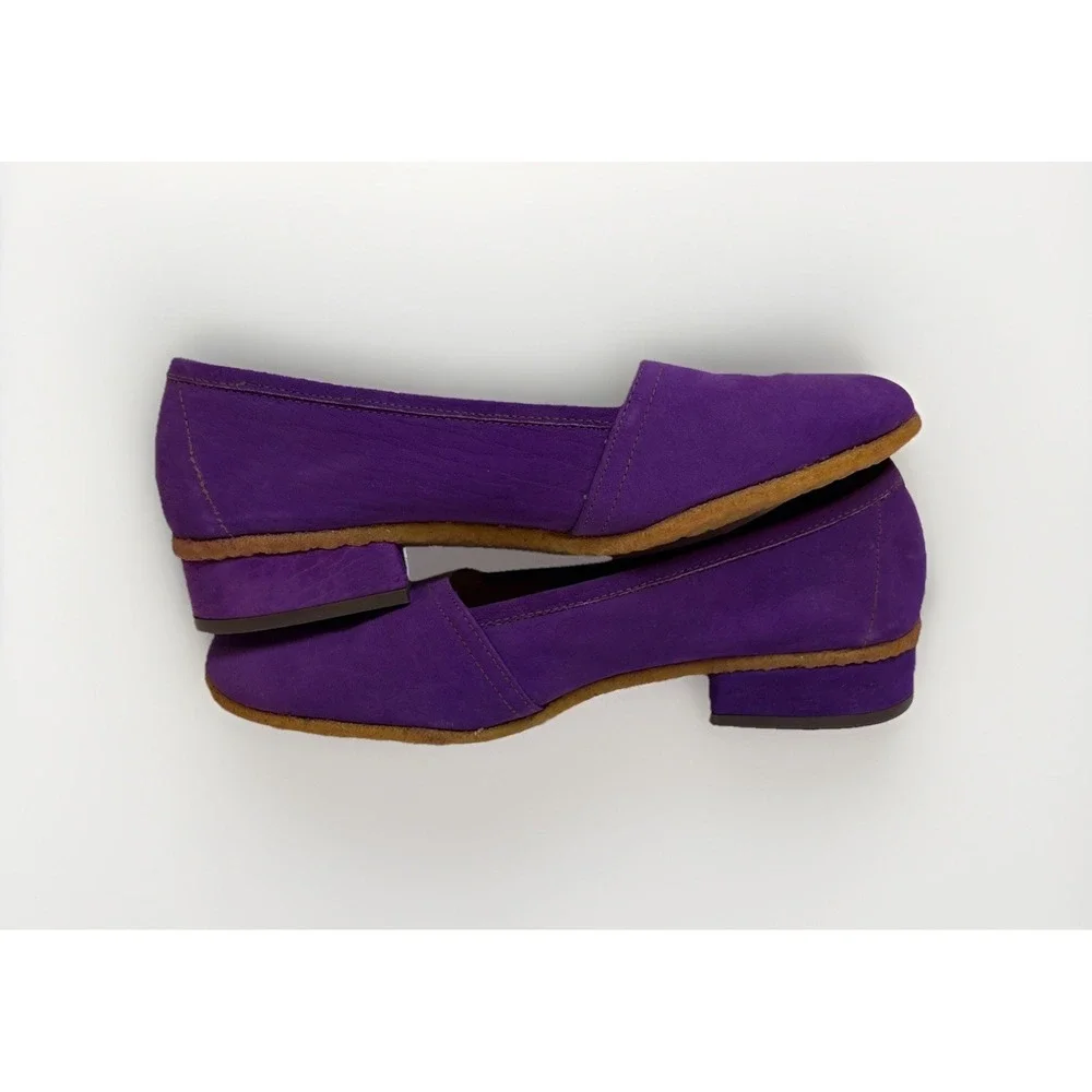Vintage Cobbies Made In Italy Purple Nabuk Womens Wedges Size 5 Open Box